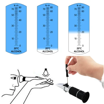 Kišeninis alkoholio Refraktometru skysčio testeris refraktometru urinometer detektorius stebėti alkoholio matuoklis 0-80% su ATC 40% nuolaida