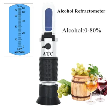 Kišeninis alkoholio Refraktometru skysčio testeris refraktometru urinometer detektorius stebėti alkoholio matuoklis 0-80% su ATC 40% nuolaida