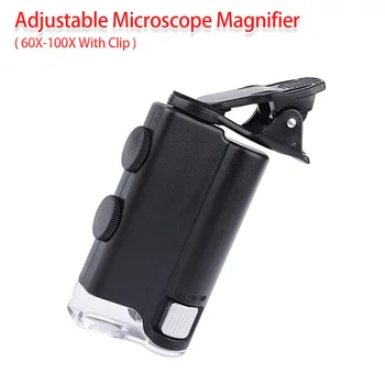 Kišenėje Loupe 60X-100X Reguliuojamas Mikroskopu Magnifer Didinimo Rankinį Įrašą Su Jade Straipsniai/ Monetos/ Spaudų/ Papuošalai