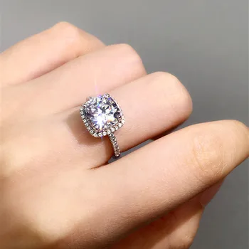Klasikinis 925 Sterlingas Sidabro Vestuvės Vestuvinis Kokteilis white pink 4ct Deimantų Žiedais, pirštu, moterims, Juvelyriniai dirbiniai didmeninė