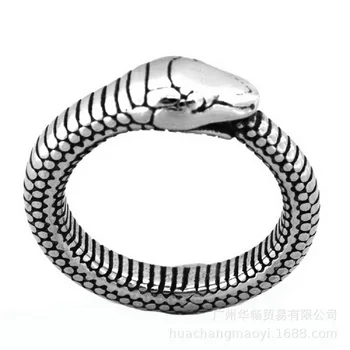 Klasikinis asmenybės punk stiliaus gyvatės formos nerūdijančio plieno žiedas