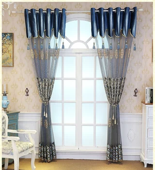 Klasikinis Europos stiliaus tiulio užuolaidas kambarį prabanga Mėlyna subtilus atmosferą miegamojo langai vienspalviai voile gazas apklotai MY512#3