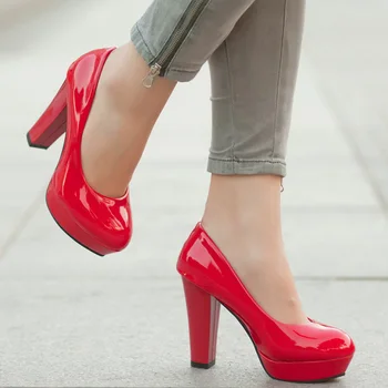 Klasikinis platforma siurbliai juoda raudona moterų siurbliai naujas mados aukštakulnius batus moteris darbo batai tacones mujer WSH260