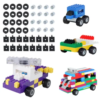 Klasikinių Automobilių Ratų Blokai Architektūros Ašių Papildyti Nustatyti Plytų Konstruktorius Priedai Švietimo Žaislai Vaikams