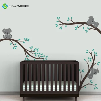 Koala Medžių Šakas Baby vaikų Darželio Sienos Lipdukas Pastelinės Spalvos Kūdikių Dekoro Vinilo Freskos Siena Lipdukas Vaikams Kambarį 