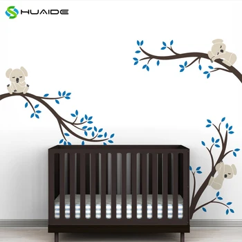 Koala Medžių Šakas Baby vaikų Darželio Sienos Lipdukas Pastelinės Spalvos Kūdikių Dekoro Vinilo Freskos Siena Lipdukas Vaikams Kambarį 
