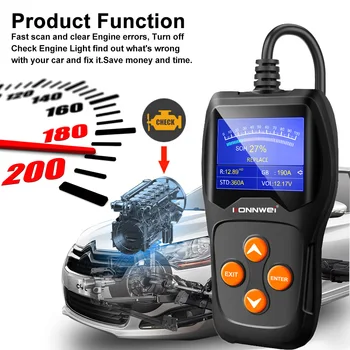 KONNWEI KW600 Automobilio Akumuliatoriaus Testeris 12V Skaitmeninis Spalvotas Ekranas Automatinis Baterijos Analizatorius 100 iki 2000CCA Prisukamas Įkrovimo Automobilių Diagnostikos
