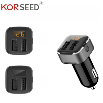 KORSEED automobilinis įkroviklis Mini 3.1 Dual usb greitas įkroviklis automobilių stiliaus Įtampos nustatymo telefonas 2 Port USB Automobilinis Įkroviklis Greitai