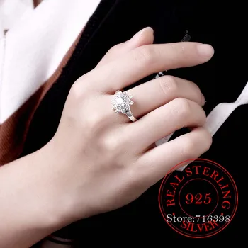 Korėjos AAA+ Cirkonis Kristalų Poros Vestuvių Sidabro Žiedai Moterims 925 Sterlingas Sidabro Papuošalų Mados Anel De Prata Bijoux
