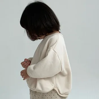 Korėjos baby vaikų laisvalaikio prarasti apvalios kaklo plius kašmyro megztinis neutralios Japonijos marškinėliai rudenį ir žiemą