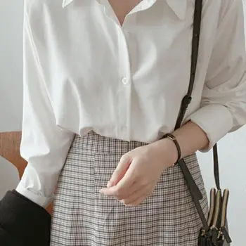 Korėjos Baltos spalvos MOTERIŠKI Marškinėliai 
