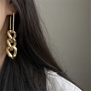 Korėjos perdėta auskarai aukso geometrinis grandines lašas auskarai moterims kabinti tabaluoti mados šaliai, papuošalai