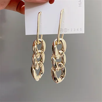 Korėjos perdėta auskarai aukso geometrinis grandines lašas auskarai moterims kabinti tabaluoti mados šaliai, papuošalai