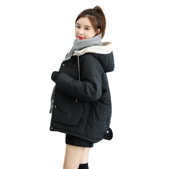 Korėjos stiliaus žiemos negabaritinių juoda parkas už moterų atsitiktinis storio outwear gobtuvu storio kietos paltai feminina nemokamas pristatymas