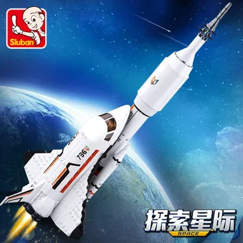 Kosminio Laivo Shuttle Raketų Kosminis Laivas Stoties Astronautas Modelis Plytų Brinquedos Kosmoso Kūrėjas Statybinių Blokų Rinkinius Vaikams, Žaislai