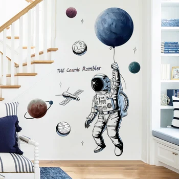 Kosmoso Astronautas Sienų Lipdukai Asmenybės Kosmoso Planetos Plakatas Popieriaus, Lipdukų, Vaikų Kambario Papuošimų Tapetai lipnios