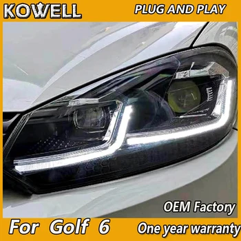 KOWELL Automobilių Stilius VW Golf 6 Žibintai 2009-2013 LED Žibintų, dėl MK6 Golf 6 Žibintas LED DRL Bi-Xenon LED Dinaminis tur