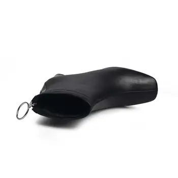 Krazing Puodą, paprasta stiliaus, juodos spalvos, natūralios odos aikštėje kojų aukšti kulniukai office lady zip žiemą šiltas pagrindinio batai L06