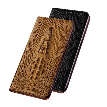 Krokodilas grūdų originali odinis telefono dėklas kortelė kišenėje Samsung Galaktika M51 M31 M21 M15 M11 M01 telefono maišelis magnetinis dėklas