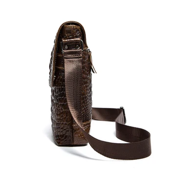 Krokodilo modelis Originali karvės odos Odos pečių krepšiai crossbody maišelį Vyrų portfelis krepšys vyrų Priežastinis rankinėje verslo Atvartu Krepšiai