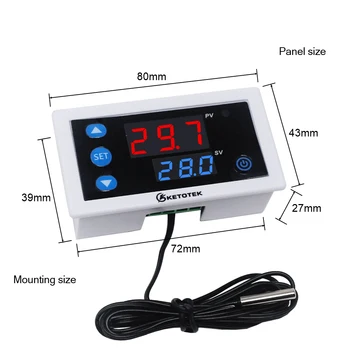 KT3003 Relay Skaitmeninis LED Termometras Reguliatorius Termostatas, Temperatūros Reguliatorius, skirtas Inkubatorius Šildymo Aušinimo Termostatas