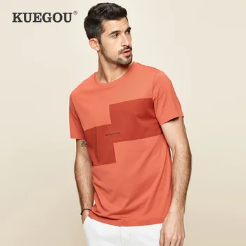 KUEGOU medvilniniai vyriški marškinėliai vasaros Mados siuvinėjimo Kratinys trumpomis rankovėmis T-shirt Viršūnes trumpomis rankovėmis marškinėlius LT-26039