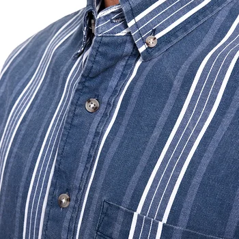 KUEGOU Medvilnės, Pavasarį, Rudenį vyriški Marškiniai ilgomis Rankovėmis mados Mėlyna Dryžuotas Marškinėliai vyrams Viršuje kontrasto spalvų Plus size BC-20516