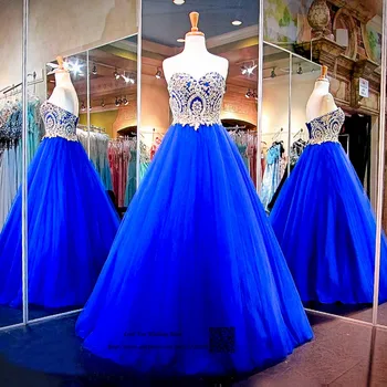 Kuklus Royal Blue Aukso Nėrinių Pigūs Quinceanera Suknelės Kamuolys Suknelė Plius Dydis Promenadzie Suknelė 2017 Vestidos de Svarainių Anos Baigimo