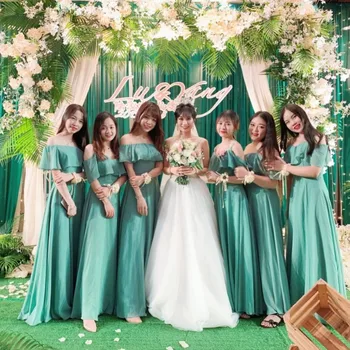 Kuklus žalia korėjos unikalus plius dydžio pamergės suknelė suknelė bridesmaid tarnaitė nuotakos suknelės 2020 ilgai merginų, moterų W4303