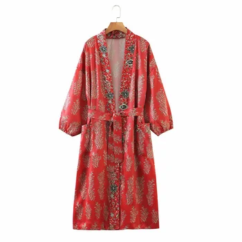 KUMSVAG Moterų Derliaus Kimono Palaidinės, Topai Marškinėliai, Apsiaustai 2020 Metų Vasaros Varčias Gėlių Spausdinti Moterų Elegantiškas Prarasti Plius Dydis Kimono Viršų