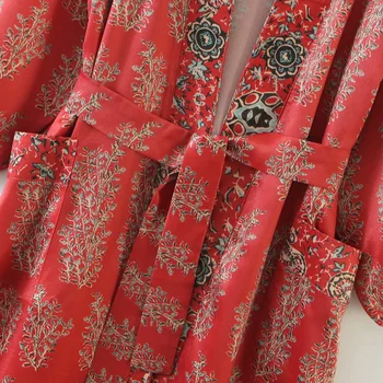 KUMSVAG Moterų Derliaus Kimono Palaidinės, Topai Marškinėliai, Apsiaustai 2020 Metų Vasaros Varčias Gėlių Spausdinti Moterų Elegantiškas Prarasti Plius Dydis Kimono Viršų