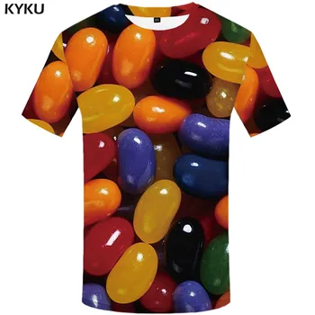 KYKU Markės Šokolado marškinėliai Vyrams Simbolį T-shirts 3d Saldainiai Juokinga T shirts Kūrybos Marškinėliai Spausdinimo Elementas Anime Drabužiai