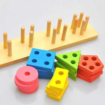 Kūdikiams, Vaikams, Mediniai Skiltyje Blokų Rinkinius Montessori Cilindrų Lizdas Žaidimas, Geometrinis Blokai Vaikai Ankstyvojo Mokymosi Švietimo Žaislai