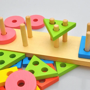 Kūdikiams, Vaikams, Mediniai Skiltyje Blokų Rinkinius Montessori Cilindrų Lizdas Žaidimas, Geometrinis Blokai Vaikai Ankstyvojo Mokymosi Švietimo Žaislai