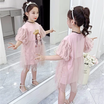 Kūdikiams, Vaikams, Suknelės Mergaitėms Susiuvimo Tinklelio Suknelė 2021 M. Vasarą Princesė Pasakų Modelio Drabužių