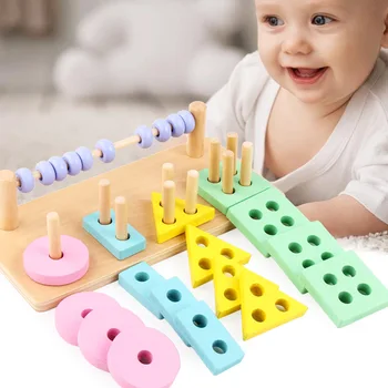 Kūdikio Smegenų Vystymosi Žaislai Montessori Rungtynės Žaislas Geometrinio Rūšiavimo Lenta Medinių Blokų Vaikams Mokomieji Žaislai, Statyba Blokai