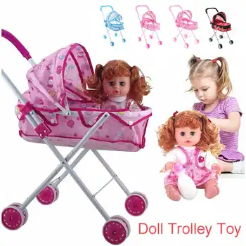 Kūdikio Vežimėlį Kūdikiui Vežimo Troleibusais Darželio Žaislas, Skirtas Modeliavimo Lėlės Aksesuaras Mergaitės Dovana Mergaitėms Apsimesti Žaidimas