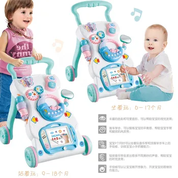 Kūdikis, vaikas, bamblys walker vežimėlio muzikos vaikštynė reguliuojamas greitis stabdžių virtimo kūdikio vežimėlio žaislas