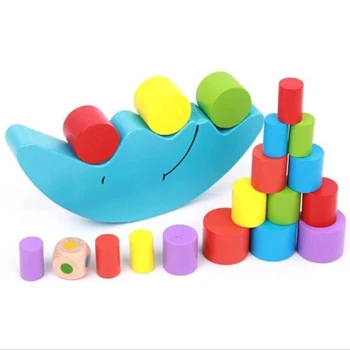 Kūdikių Medienos Blokai Žaislai Spalvinga Mėnulis Balansavimo Rėmo Vaikai Ankstyvojo Mokymosi Žaislas Montessori Mokymo Priemonių Pusiausvyrą Plėtros Žaislai