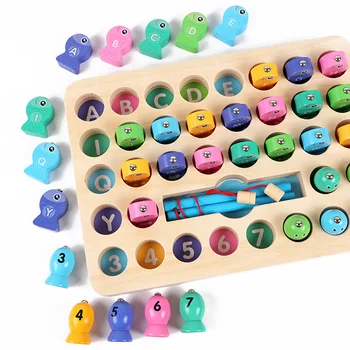 Kūdikių Mediniai Montessori Žaislai Skaitmenų abėcėlė Magnetiniai Žaislai, Žvejybos Žaidimas, Dėlionės, Žaislų, Anksti Švietimo Žaislai Vaikams Mergina Dovanos