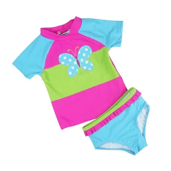 Kūdikių Mergaitės, Krabų Pink Dot maudymosi kostiumėlį, ilgomis Rankovėmis, Kostiumėliai, Vaikų, Vonios Paplūdimio drabužiai ryklys maudymosi kostiumėlį Korėja stiliaus 2 dalių Maudymosi Kostiumas