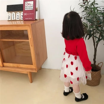 Kūdikių Mergaičių Suknelė Vaikų Drabužių Mielas Vaikai Raudona Animacinių filmų Emboridery Akių Suknelės