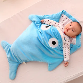 Kūdikių miegmaišis naujagimių medvilnės paketas žiemą Ryklys Sleepsacks animacinių filmų kūdikio antklodė naujas gimęs Miego maišeliai 0~12 mėnesių