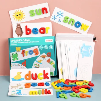 Kūdikių Montessori Mediniai Žaislai Raidžių Rašybą Žodis Dėlionės Žaidimas Dėlionė Abėcėlė Ankstyvasis ugdymas Švietimo Žaislai Ikimokyklinio amžiaus Berniukas Mergaitė