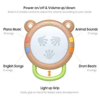 Kūdikių Muzikos Elektroninis Žaislas su Šviesos & Skamba, Kūdikių Šviesiai iki Būgno Žaislai Anksti Vertus Plėtros