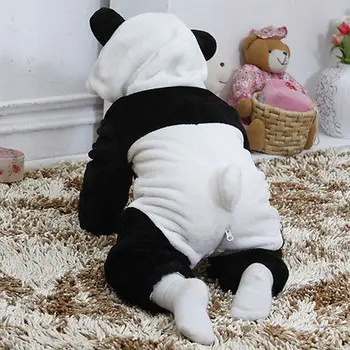 Kūdikių Panda Šiltos Žiemos Jumpsuits Bendras Romper Gyvūnų Gobtuvu Romper Vaikai, Berniukas Ir Mergaitė Laipiojimo Pižama Drabužių Komplektus