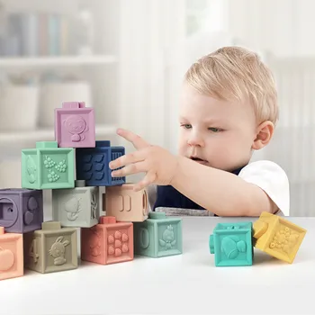Kūdikių Suvokti Žaislas Švietimo Minkštas Blokai 3D Paliesti Ranka, Minkšti Kamuoliukai, Kūdikių Masažas Gumos Teethers Išspausti Žaislas Vonios Žaislai