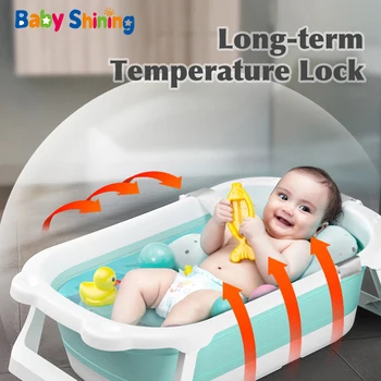 Kūdikių Šviečia Lankstymo Vonia 0-6Y Nešiojamų Temperatūra Priminimas Naujagimių Sėdėti Melas, Didelis Vonios Kibirą Kūdikių Produkto Dovana Berniukas Mergaitė