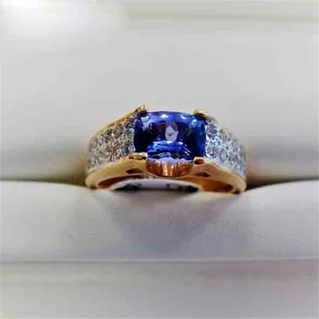 Kūrybinių mados aksesuarų pasirinkimas ponios žiedas papuošalai mėlyna cirkonis gimtadienio dovana Vyrams/ vyrams Šalies rungtynės vestuvinis žiedas rinkinys