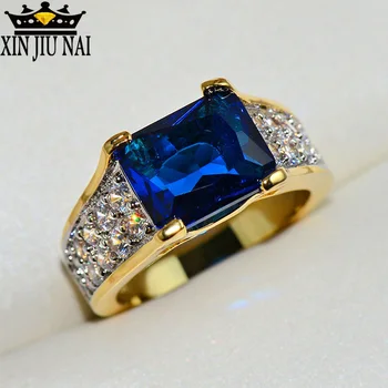 Kūrybinių mados aksesuarų pasirinkimas ponios žiedas papuošalai mėlyna cirkonis gimtadienio dovana Vyrams/ vyrams Šalies rungtynės vestuvinis žiedas rinkinys